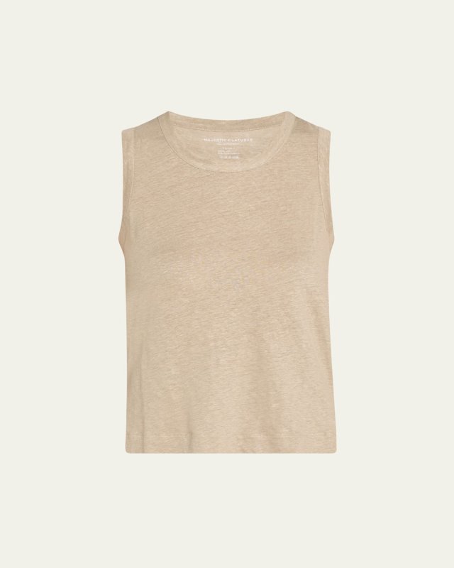 Crewneck Stretch Linen Tank